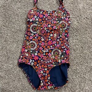 Lands' End Colorful Paisley One Piece Swimsuit